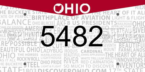 5482 Ohio License Plate