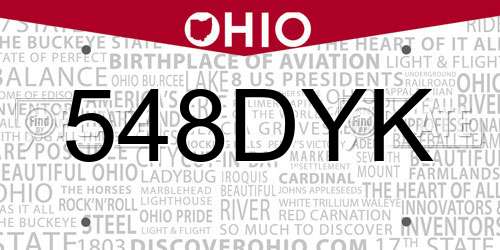 548DYK Ohio License Plate