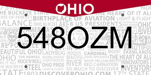 548OZM Ohio License Plate