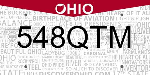 548QTM Ohio License Plate