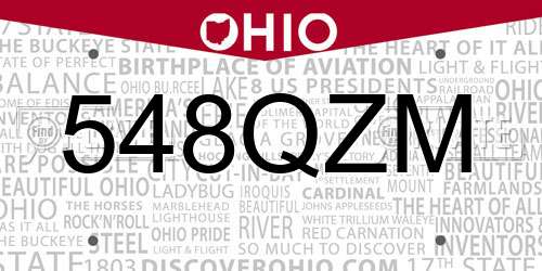 548QZM Ohio License Plate