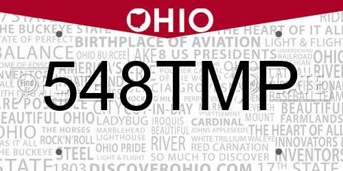 548TMP Ohio License Plate