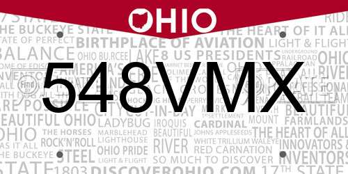 548VMX Ohio License Plate