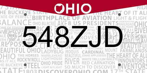 548ZJD Ohio License Plate