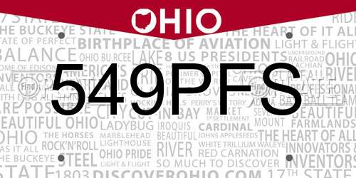 549PFS Ohio License Plate