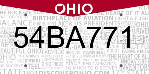 54BA771 Ohio License Plate