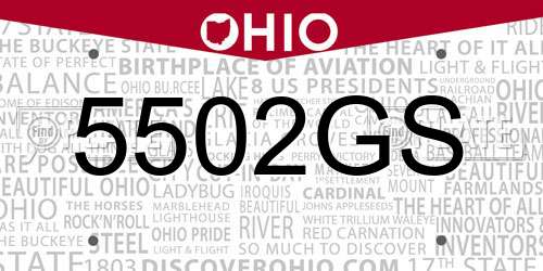 5502GS Ohio License Plate