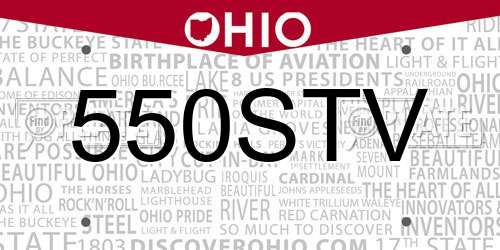 550STV Ohio License Plate