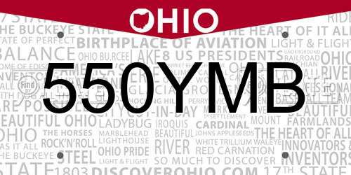 550YMB Ohio License Plate