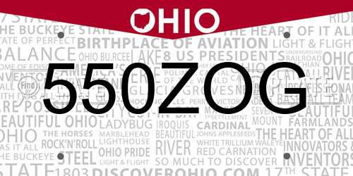 550ZOG Ohio License Plate