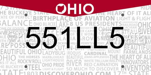 551LL5 Ohio License Plate