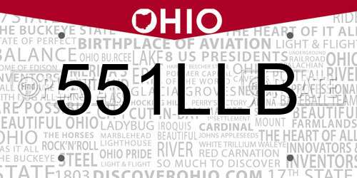 551LLB Ohio License Plate