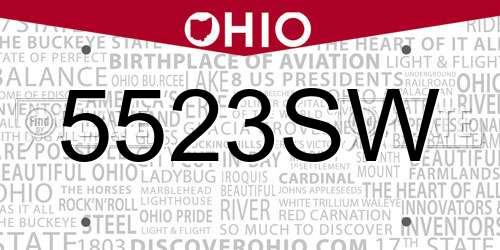 5523SW Ohio License Plate