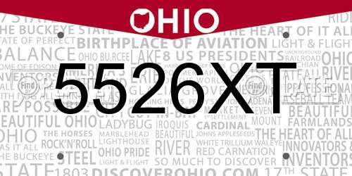 5526XT Ohio License Plate