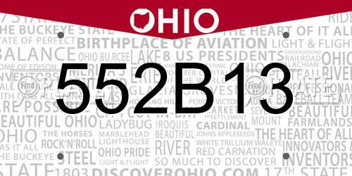 552B13 Ohio License Plate