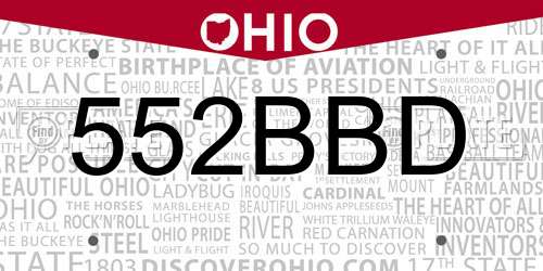 552BBD Ohio License Plate