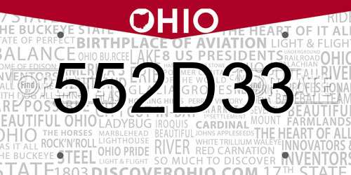 552D33 Ohio License Plate