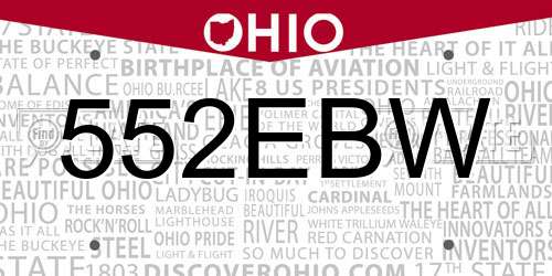 552EBW Ohio License Plate