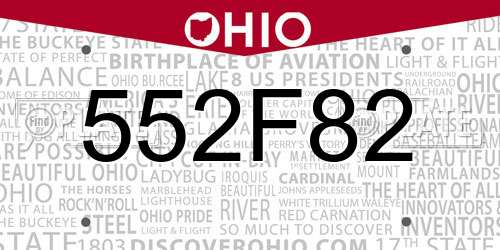552F82 Ohio License Plate
