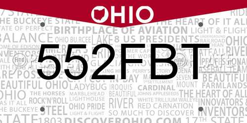 552FBT Ohio License Plate