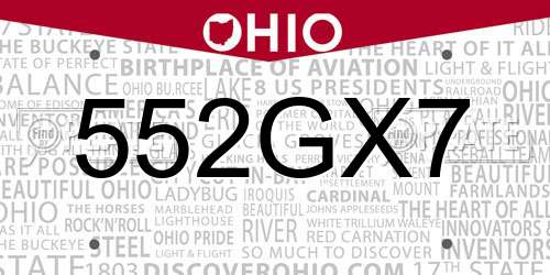552GX7 Ohio License Plate