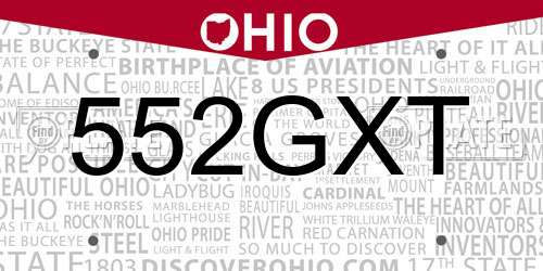 552GXT Ohio License Plate