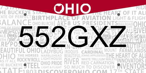 552GXZ Ohio License Plate
