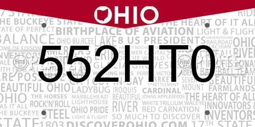 552HT0 Ohio License Plate