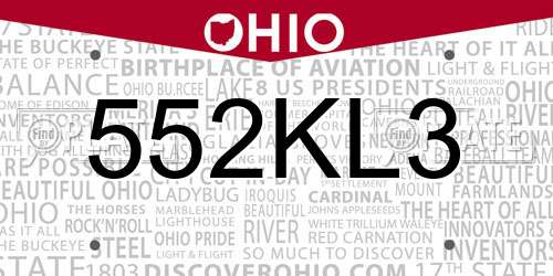 552KL3 Ohio License Plate