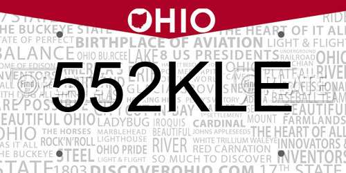 552KLE Ohio License Plate