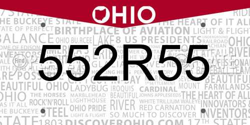 552R55 Ohio License Plate