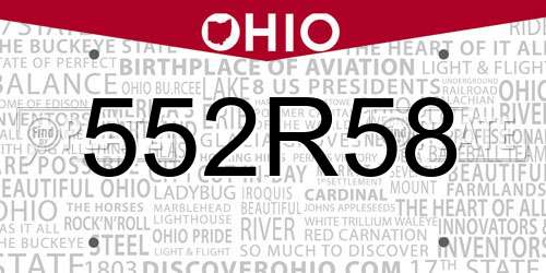 552R58 Ohio License Plate
