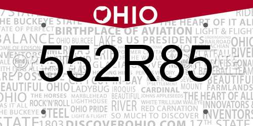 552R85 Ohio License Plate