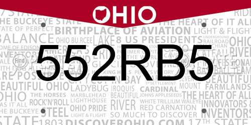 552RB5 Ohio License Plate