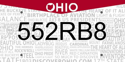 552RB8 Ohio License Plate