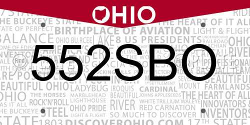 552SBO Ohio License Plate