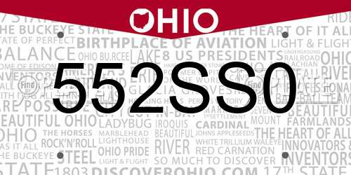 552SS0 Ohio License Plate