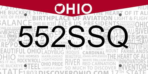 552SSQ Ohio License Plate