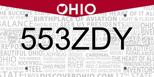 553ZDY Ohio License Plate