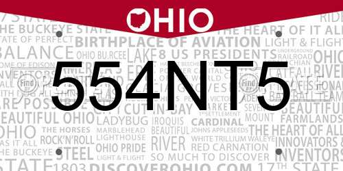 554NT5 Ohio License Plate