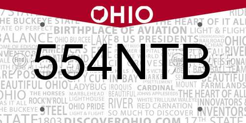 554NTB Ohio License Plate