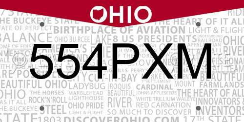 554PXM Ohio License Plate