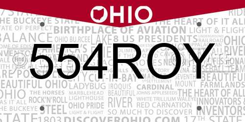 554ROY Ohio License Plate