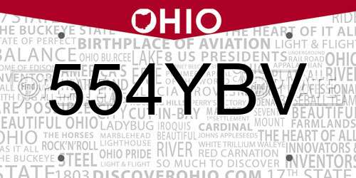 554YBV Ohio License Plate