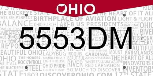 5553DM Ohio License Plate