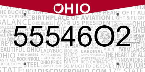 55546O2 Ohio License Plate