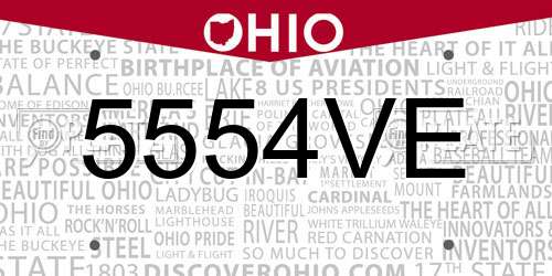 5554VE Ohio License Plate