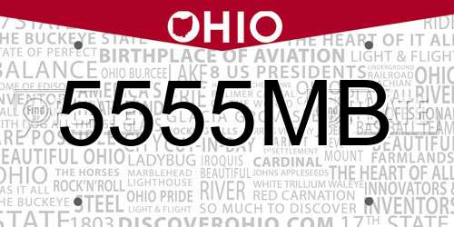 5555MB Ohio License Plate