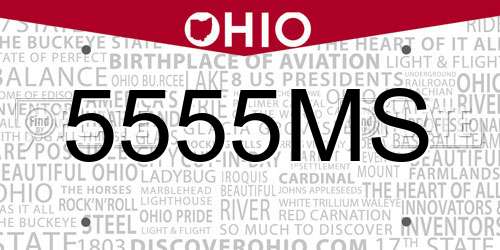 5555MS Ohio License Plate