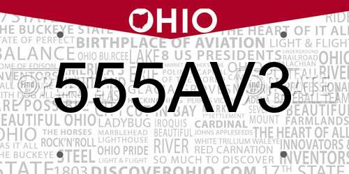 555AV3 Ohio License Plate